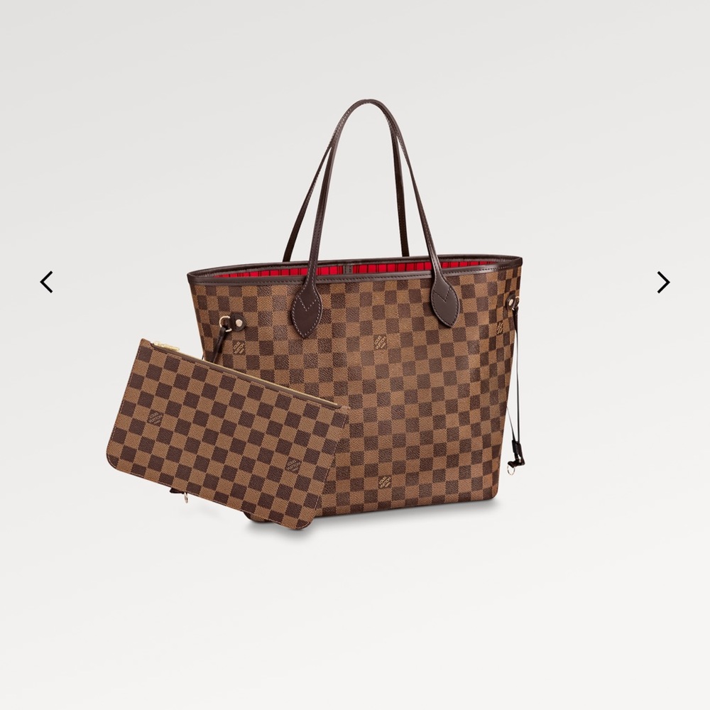 Louis Vuitton NeverFull MM in Damier Ebene & Cherry inside